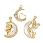 Латунные микро проложить кубического циркония подвески, с оболочкой, Луна прелести, реальный 18 k позолоченный, стойки покрытие, прочное покрытие, без кадмия и без свинца