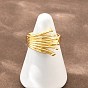 Irregular Brass Cuff Open Rings, Lead Free & Cadmium Free, Long-Lasting Plated, Rack Plating