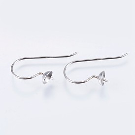 304 Stainless Steel Earring Hooks, For Half Drilled Beads