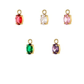 304 из нержавеющей стали амулеты горный хрусталь, овальные, ионное покрытие (ip), реальный 18 k позолоченный