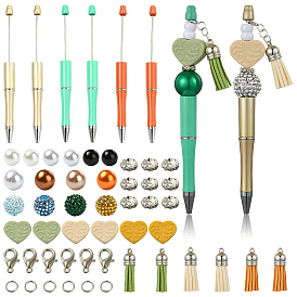 Наборы для изготовления самодельных пластиковых ручек-бусин, с силиконовыми и пластиковыми бусинами и кисточкой из искусственной замши