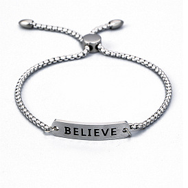 Adjustable Unisex Bracelet with Stainless Steel Charm - R Belive Jewelry