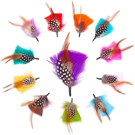Gorgecraft 12Pcs 12 Colors Goose Feather Costume Accessories, Breastpin, Sewing Craft Decoration, Feather