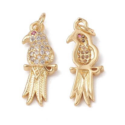 Enrubanneuse en laiton micro pavé en zirconium cubique pendentifs, charme d'oiseau, sans cadmium et sans plomb, plaqué longue durée, avec anneau de saut