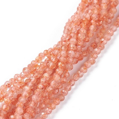 Natural Strawberry Quartz Beads Strands, Round, Faceted
