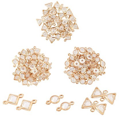 Соединители железные ссылки, со стеклом, ромб и плоский круг и бантом