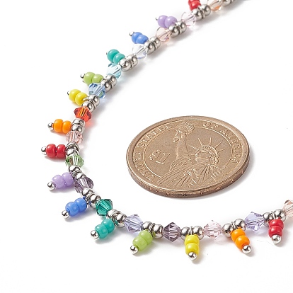 Glass Seed Beaded Charms Necklace for Women