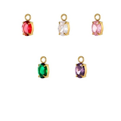 304 из нержавеющей стали амулеты горный хрусталь, овальные, ионное покрытие (ip), реальный 18 k позолоченный