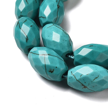 Natural Howlite Beads Strands, Dyed, Faceted, Oval
