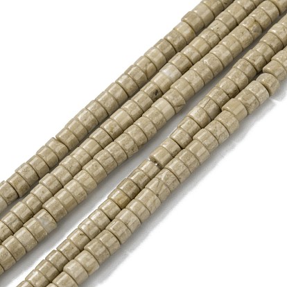 Натуральные нити из окаменелости, Плоский круглый / диск, Heishi бусы