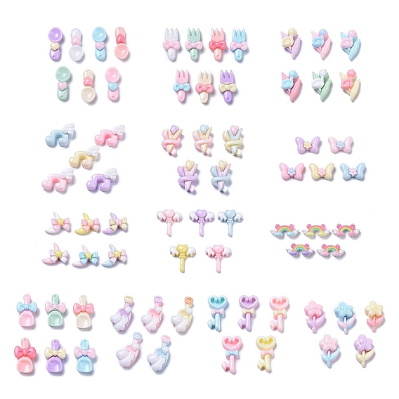 Музыкальная нота/цветок/луна/ключ/волшебная палочка/посуда непрозрачные милые кабошоны из смолы, разноцветные