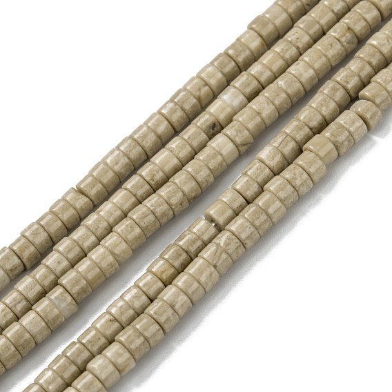 Натуральные нити из окаменелости, Плоский круглый / диск, Heishi бусы