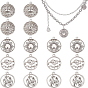 24Pcs 4 Style Tibetan Style Alloy Pendants, Flat Round