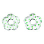 Transparent Acrylic Pendants, Flower with Polka Dot Pattern
