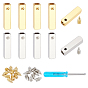 16pcs 2 ensembles de connecteurs de boucle de lacet en alliage rectangulaire de couleurs, cravate en forme de capsule lacet de chaussure attache clips extrémités, avec tournevis