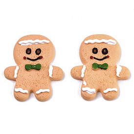 Cabuchones de resina, para la Navidad, galletas de comida de imitación, hombre de pan de jengibre
