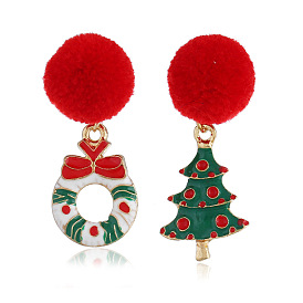 Red Christmas Ball Earrings and Wreath Set - Festive Holiday Jewelry Collection