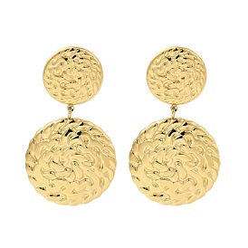 304 Stainless Steel Flat Round with Groove Stud Earrings for Women