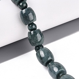 Natural Myanmar Jade Beads Strands, Barrel & Smooth Round