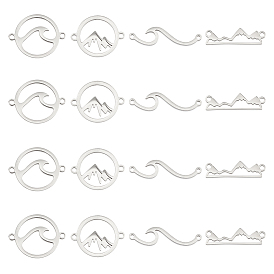 16шт 4 стили 201 и 304 подвески из нержавеющей стали, кольцевая и волнистая и плоская круглая и массивная