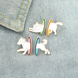 Adorable Animal Half-body Brooches for Space Travel - Cat and Dog Pins