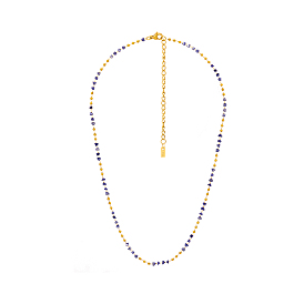 304 Колье из нержавеющей стали и стекла для женщин, самородки, ионное покрытие (ip), долговечный, реальный 18 k позолоченный