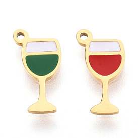 304 из нержавеющей стали шармы эмали, ионное покрытие (ip), чары в форме кубка, реальный 14 k позолоченный