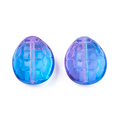 Transparent Spray Painted Glass Beads, Two Tone, Tortoise
