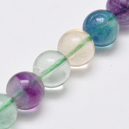 Natural Fluorite Beads Strands, Grade AB, Round