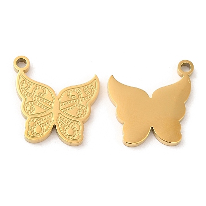 Ion Plating(IP) 316L Surgical Stainless Steel Pendants, Textured, Butterfly Charms
