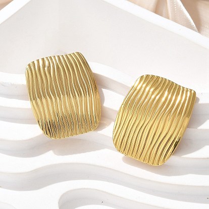 304 из нержавеющей стали серьги, ионное покрытие (ip), текстурированный прямоугольник