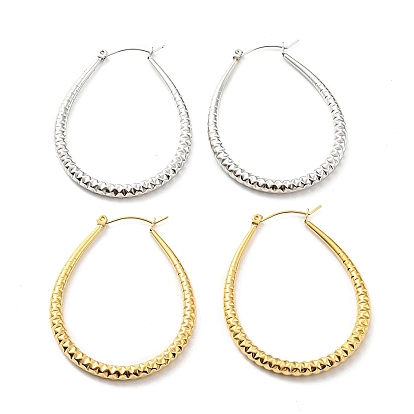 304 текстурированные серьги-кольца из нержавеющей стали в виде капель