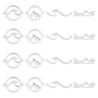 16шт 4 стили 201 и 304 подвески из нержавеющей стали, кольцевая и волнистая и плоская круглая и массивная