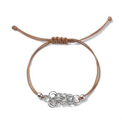 304 réalisation de bracelet pochette en macramé en acier inoxydable pour porte-pierre, Fabrication de bracelets réglables et écologiques en cordon de polyester ciré coréen