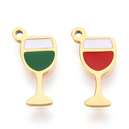 304 из нержавеющей стали шармы эмали, ионное покрытие (ip), чары в форме кубка, реальный 14 k позолоченный