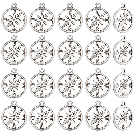 50 шт. Подвески из сплава в тибетском стиле, компас