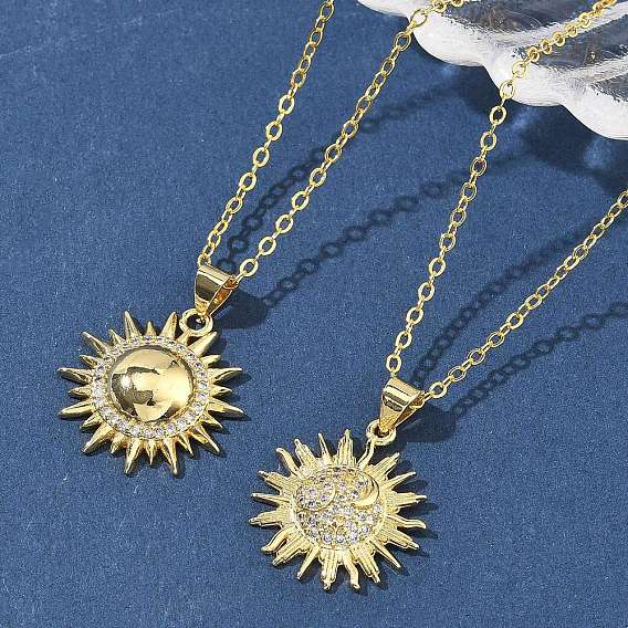 Латунные микропаве прозрачные кубические цирконии ожерелья с подвеской в виде солнца для женщин