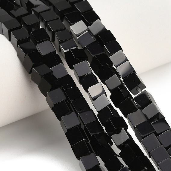 Бусины из натурального черного оникса, класс А, кубические, окрашенная и подогревом