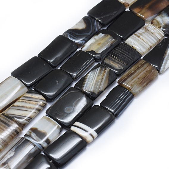 Натуральные полосатые агатовые / полосатые агатовые бусинки, окрашенная и подогревом, прямоугольные