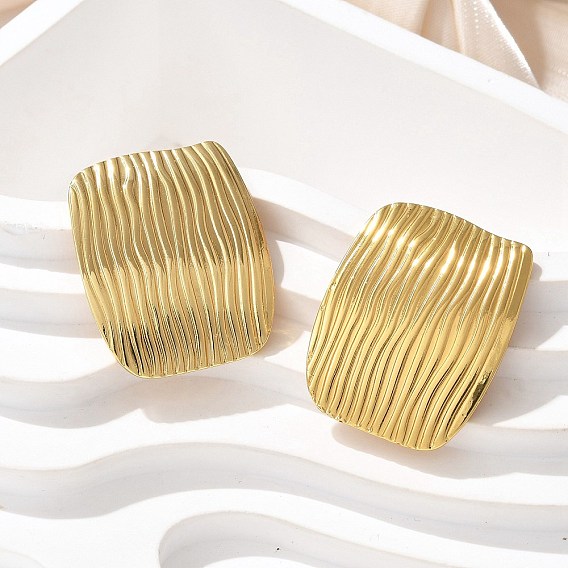 304 из нержавеющей стали серьги, ионное покрытие (ip), текстурированный прямоугольник