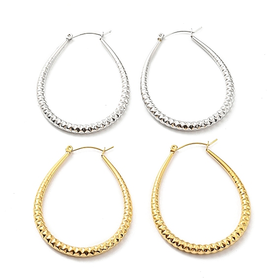 304 текстурированные серьги-кольца из нержавеющей стали в виде капель