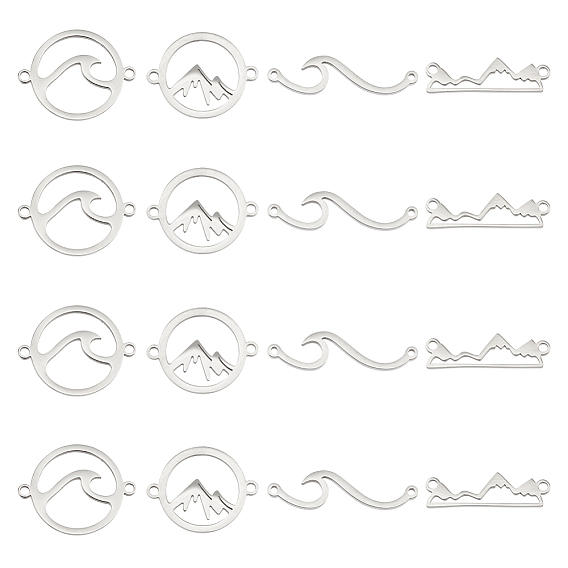 16шт 4 стили 201 и 304 подвески из нержавеющей стали, кольцевая и волнистая и плоская круглая и массивная