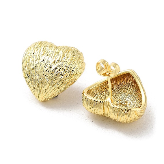 Rack Plating Brass Stud Earring, Long-Lasting Plated, Heart