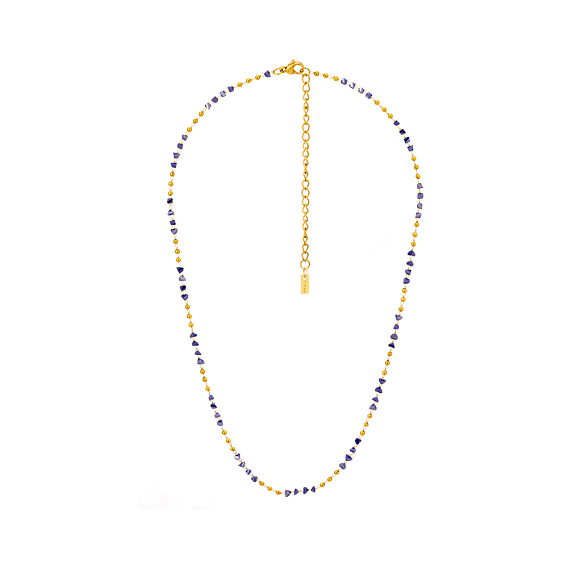 304 Колье из нержавеющей стали и стекла для женщин, самородки, ионное покрытие (ip), долговечный, реальный 18 k позолоченный