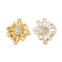 Подвески-коннекторы из цветочной латуни с микропаве из прозрачного кубического циркония, без кадмия, без никеля и без свинца, матовый стиль