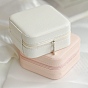 Square PU Leather Jewelry Box, Travel Portable Jewelry Case, Zipper Storage Boxes, for Necklaces, Rings, Earrings and Pendants