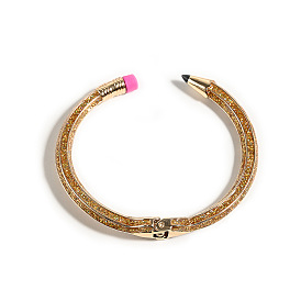 Браслеты-манжеты из сплава с эмалью в виде карандаша, шарнирные браслеты для женщин, cmолой