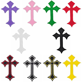 Tissu de broderie informatisé en forme de croix, patchs à repasser/à coudre, accessoires de costumes