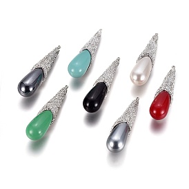 Полимерная глина хрусталь большие кулоны, с латунными выводами и акрилом, слеза