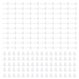 500 шт 304 детали серьги-гвоздики из нержавеющей стали, серьги с плоской подкладкой, с 500 пластиковыми ушными гайками